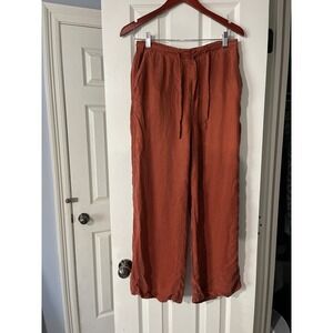 Peruvian Connection‎ Woman Sz 6 Rust Drawstring Wide Leg  Harem Pants